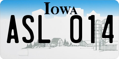 IA license plate ASL014