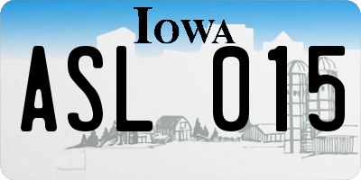 IA license plate ASL015