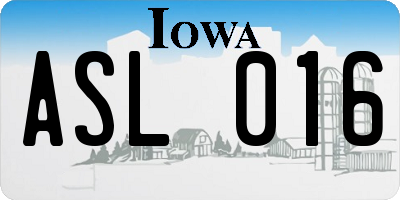 IA license plate ASL016