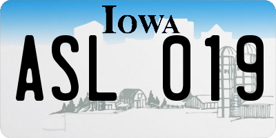 IA license plate ASL019