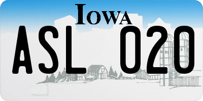 IA license plate ASL020