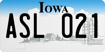 IA license plate ASL021