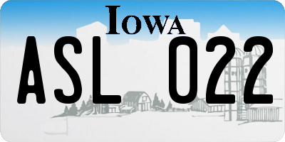 IA license plate ASL022