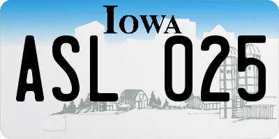 IA license plate ASL025