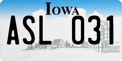 IA license plate ASL031