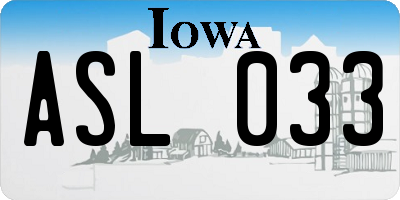 IA license plate ASL033