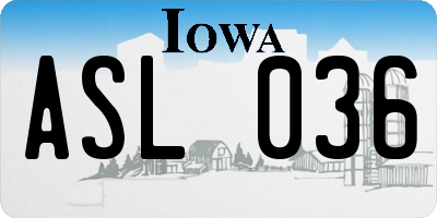 IA license plate ASL036