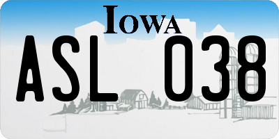 IA license plate ASL038