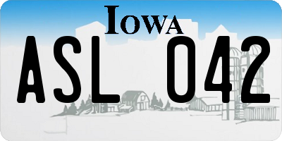 IA license plate ASL042