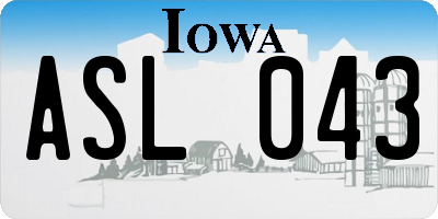 IA license plate ASL043