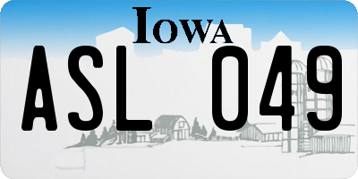 IA license plate ASL049