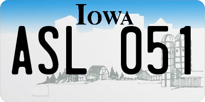 IA license plate ASL051