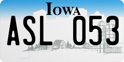 IA license plate ASL053