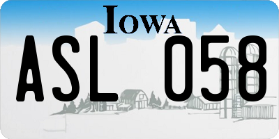 IA license plate ASL058