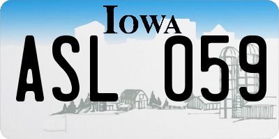 IA license plate ASL059