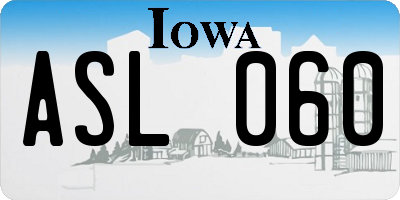 IA license plate ASL060