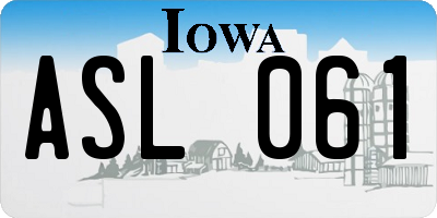 IA license plate ASL061