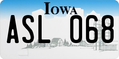 IA license plate ASL068