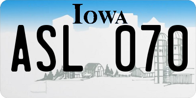 IA license plate ASL070