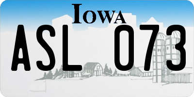 IA license plate ASL073