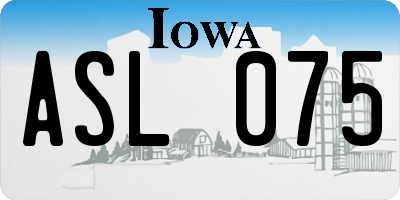 IA license plate ASL075