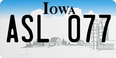 IA license plate ASL077