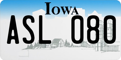 IA license plate ASL080