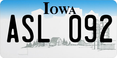 IA license plate ASL092