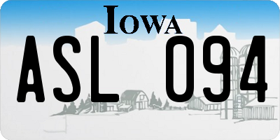 IA license plate ASL094