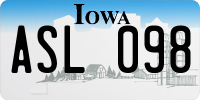 IA license plate ASL098