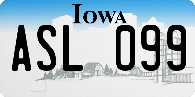 IA license plate ASL099