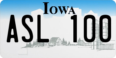 IA license plate ASL100