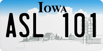 IA license plate ASL101