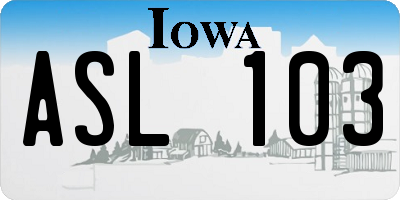 IA license plate ASL103