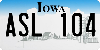 IA license plate ASL104