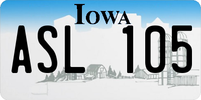IA license plate ASL105