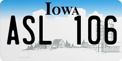 IA license plate ASL106