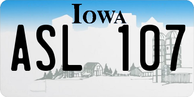 IA license plate ASL107