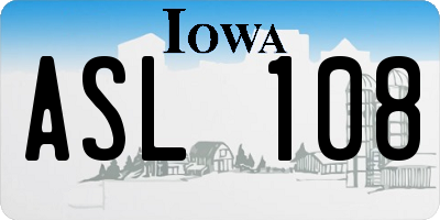 IA license plate ASL108