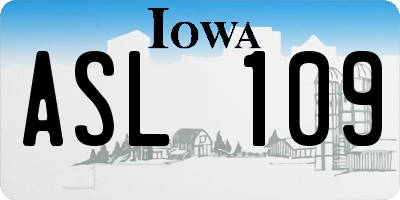 IA license plate ASL109