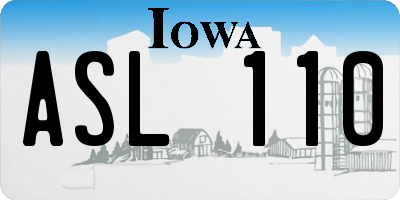 IA license plate ASL110