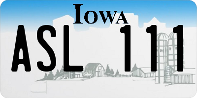 IA license plate ASL111