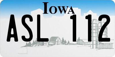 IA license plate ASL112