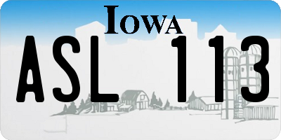 IA license plate ASL113