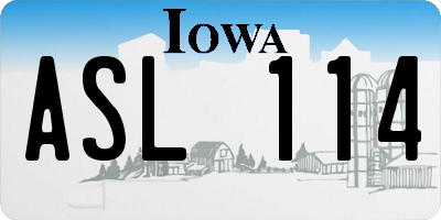 IA license plate ASL114