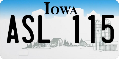 IA license plate ASL115
