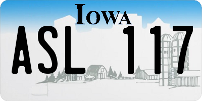 IA license plate ASL117