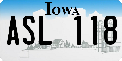 IA license plate ASL118