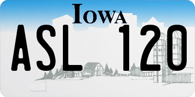 IA license plate ASL120
