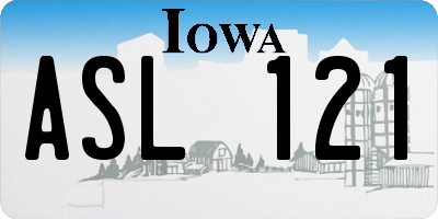 IA license plate ASL121